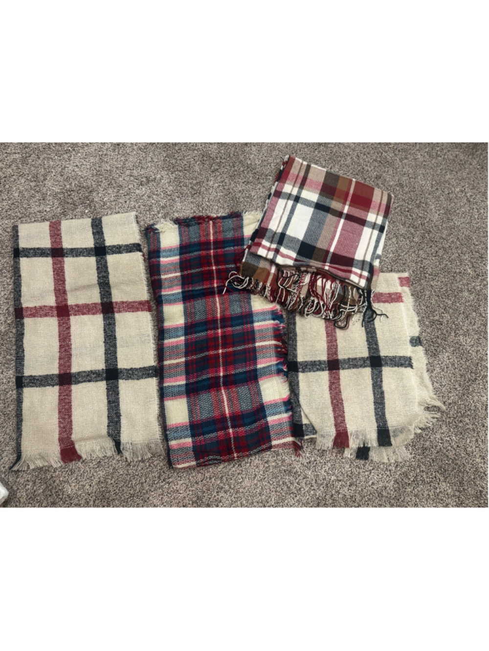Women's Unbranded Plaid Scarf One Size Beige Red